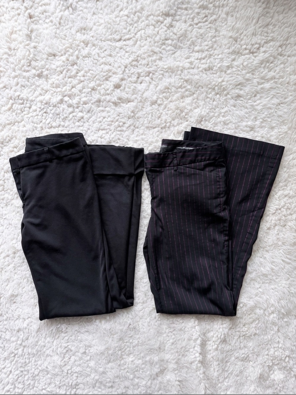 Express Y2K Vintage Pants Lot 2 Pair: Editor Pinstripe & Black Flare Size 5/6